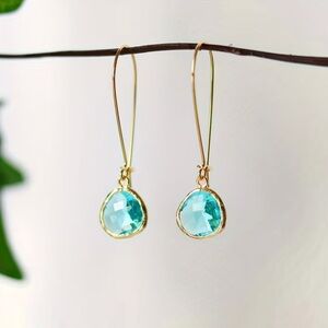 NEW❗️Elegant Gold and Blue Drop Earrings. Luxury Ocean Blue Earrings 🐬